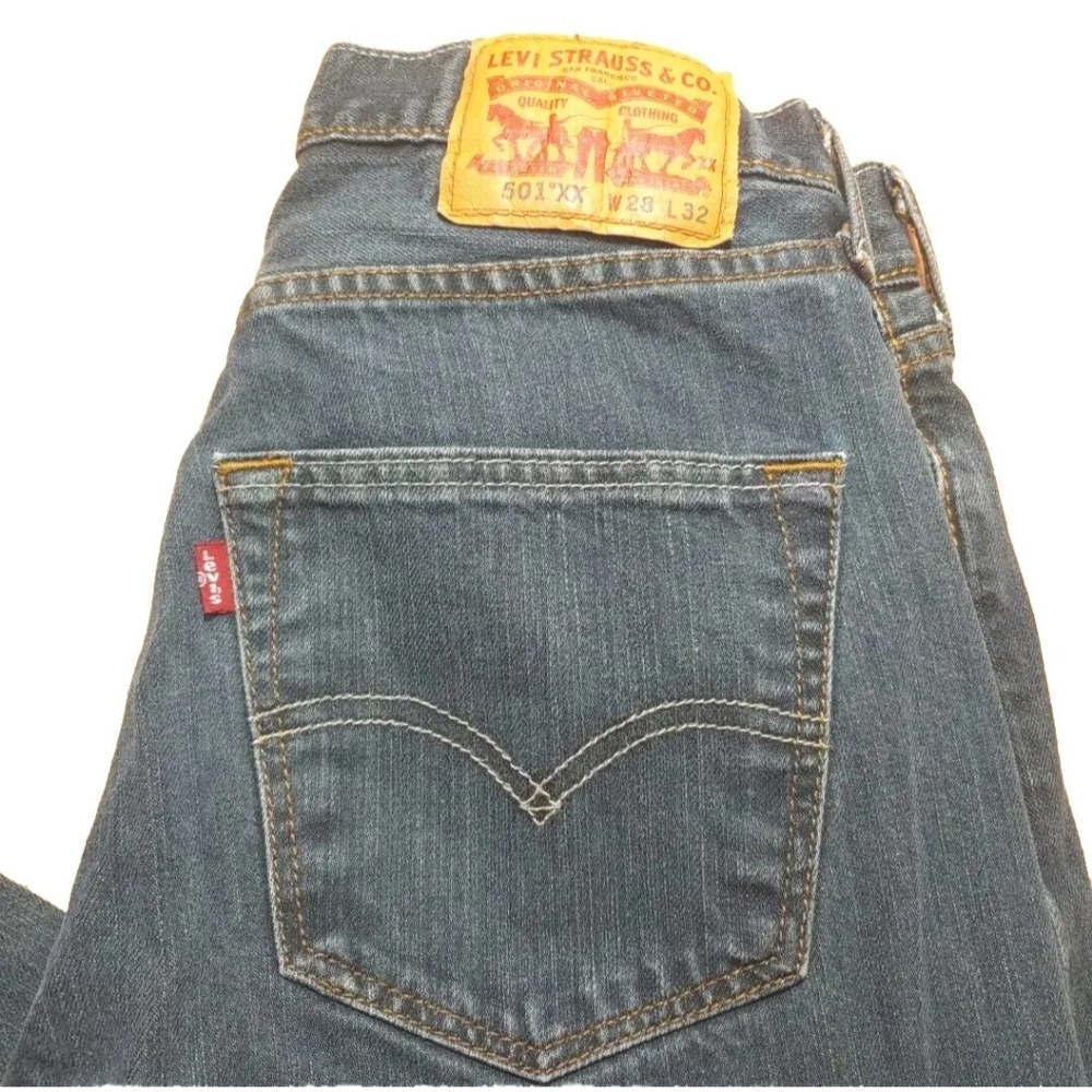 Levi's 501XX Jeans Button Fly Straight Leg Blue Denim Mid Rise Y2k Men 28 X 33